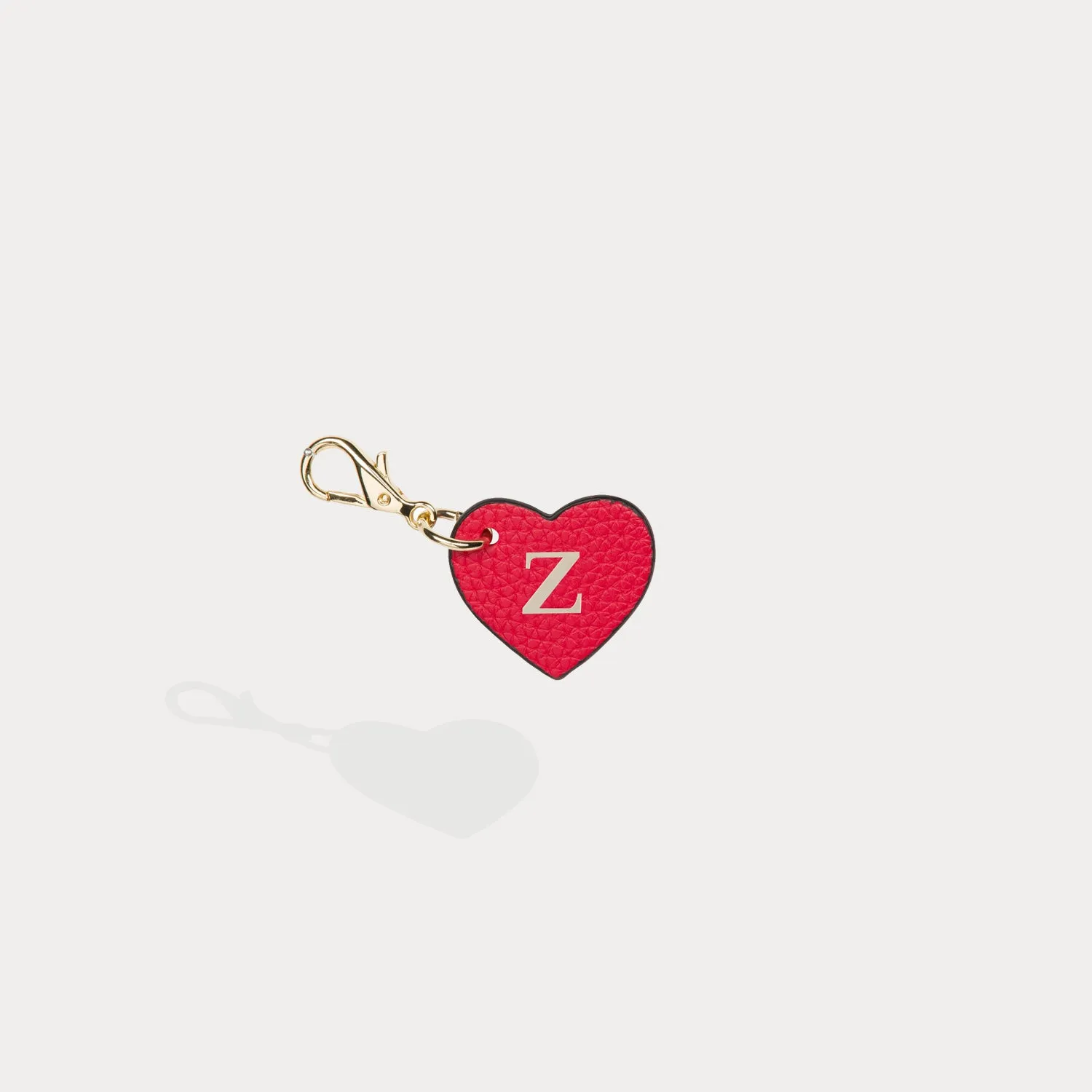 Heart Initial Charm - Red/Gold