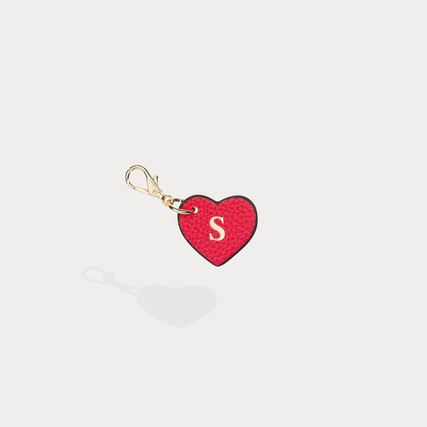 Heart Initial Charm - Red/Gold