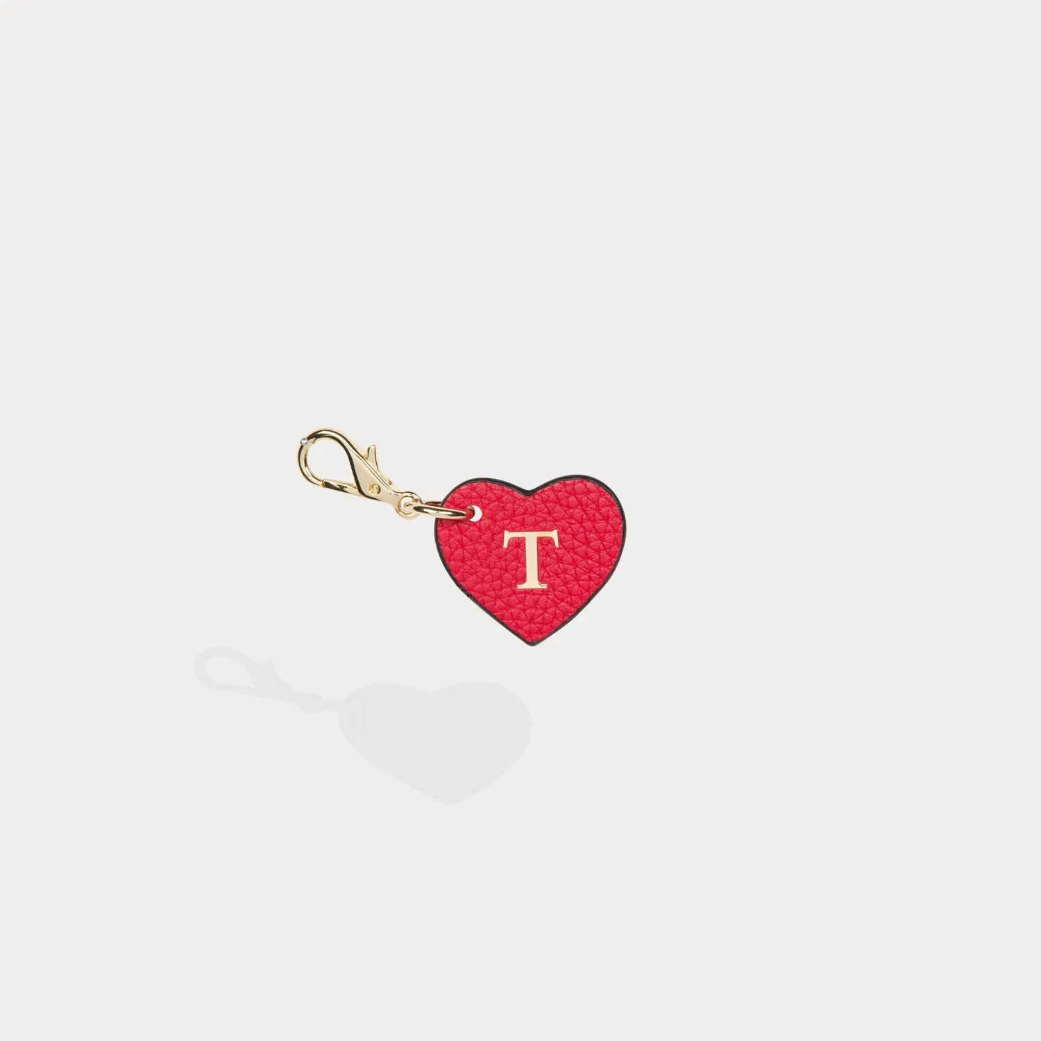 Heart Initial Charm - Red/Gold