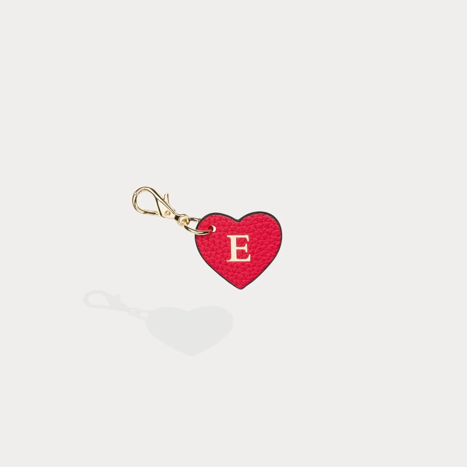 Heart Initial Charm - Red/Gold