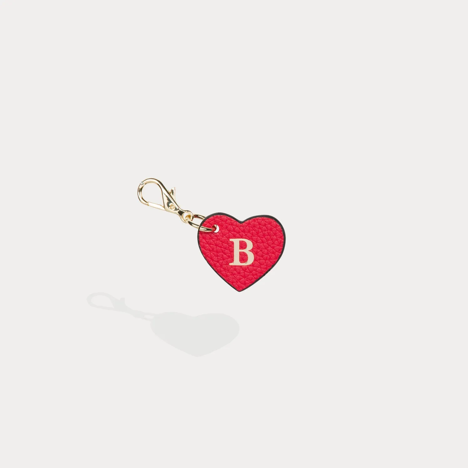 Heart Initial Charm - Red/Gold