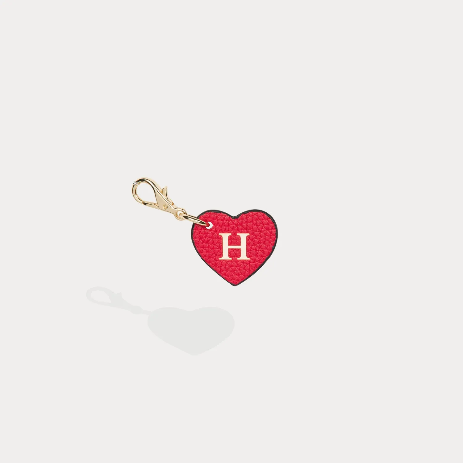 Heart Initial Charm - Red/Gold