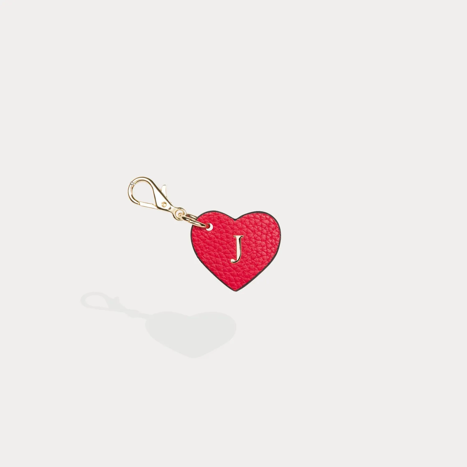 Heart Initial Charm - Red/Gold