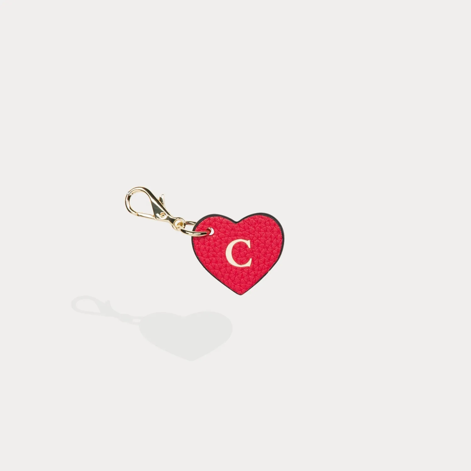 Heart Initial Charm - Red/Gold