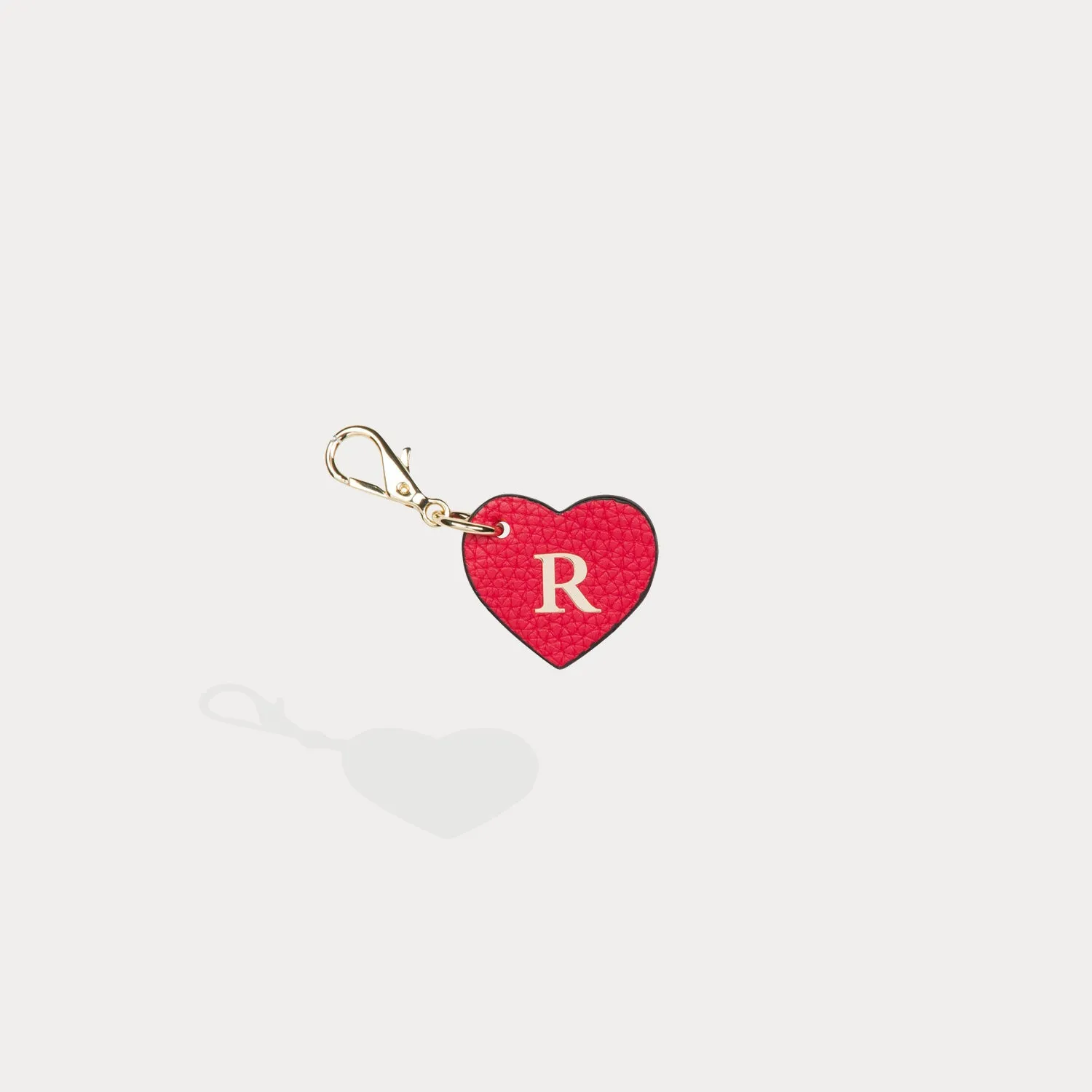 Heart Initial Charm - Red/Gold