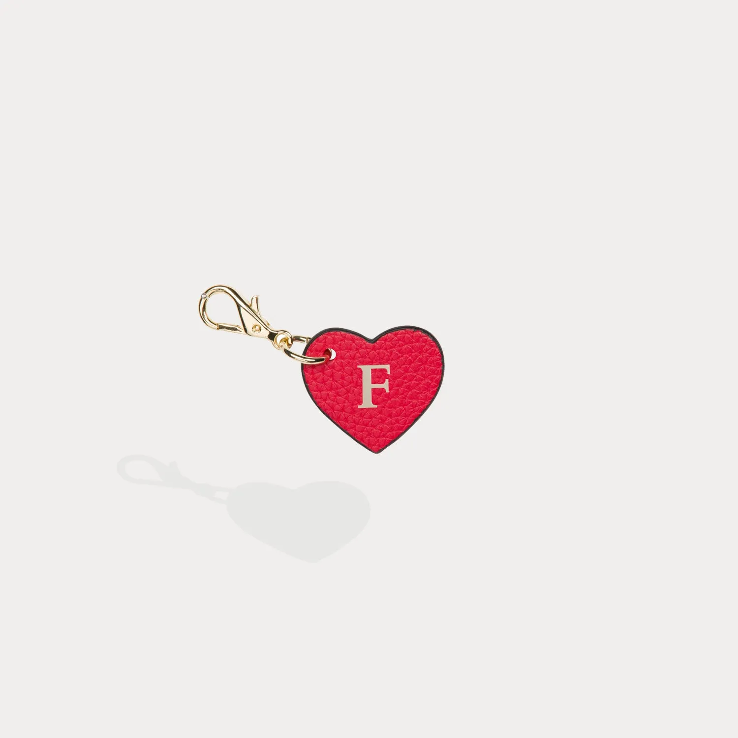 Heart Initial Charm - Red/Gold