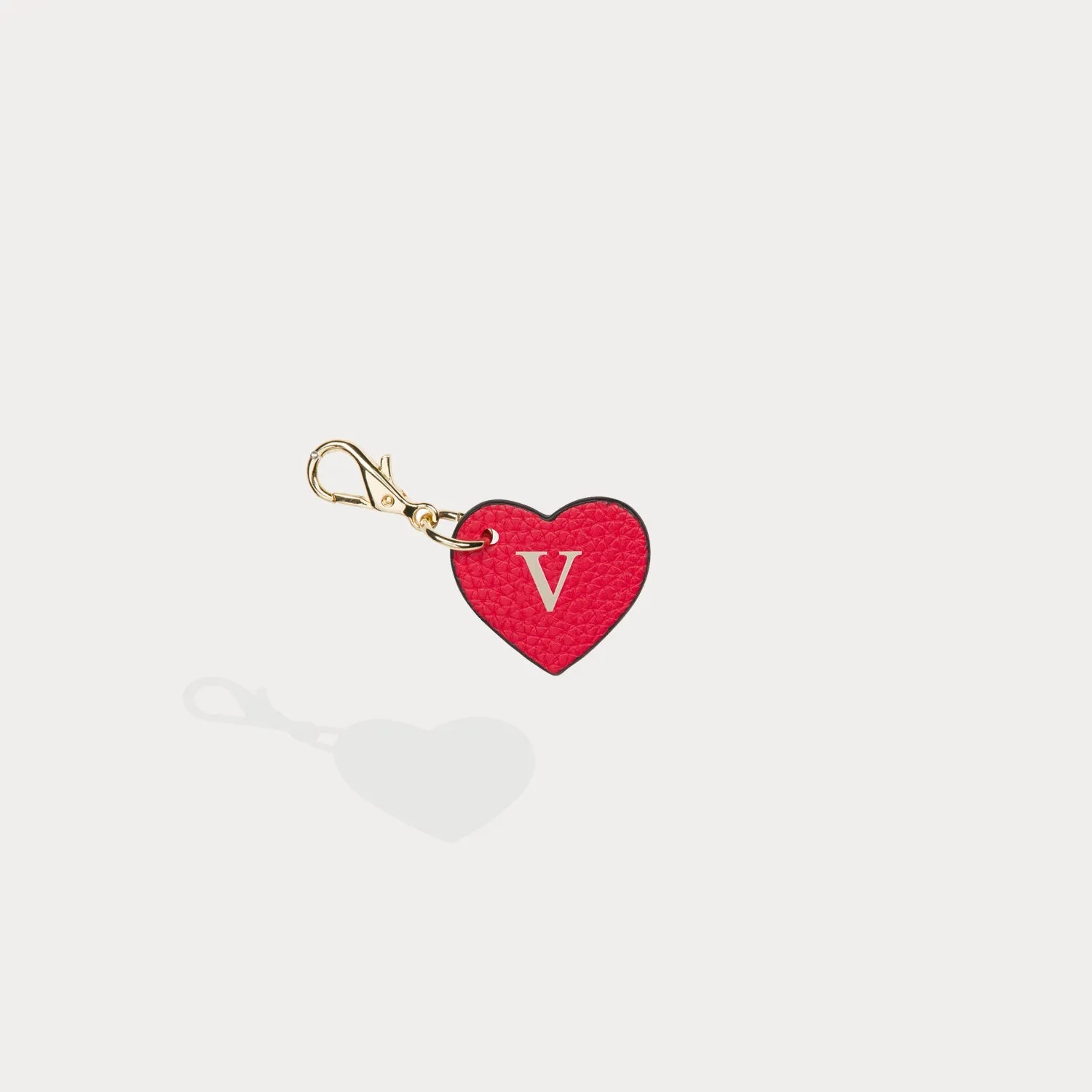 Heart Initial Charm - Red/Gold