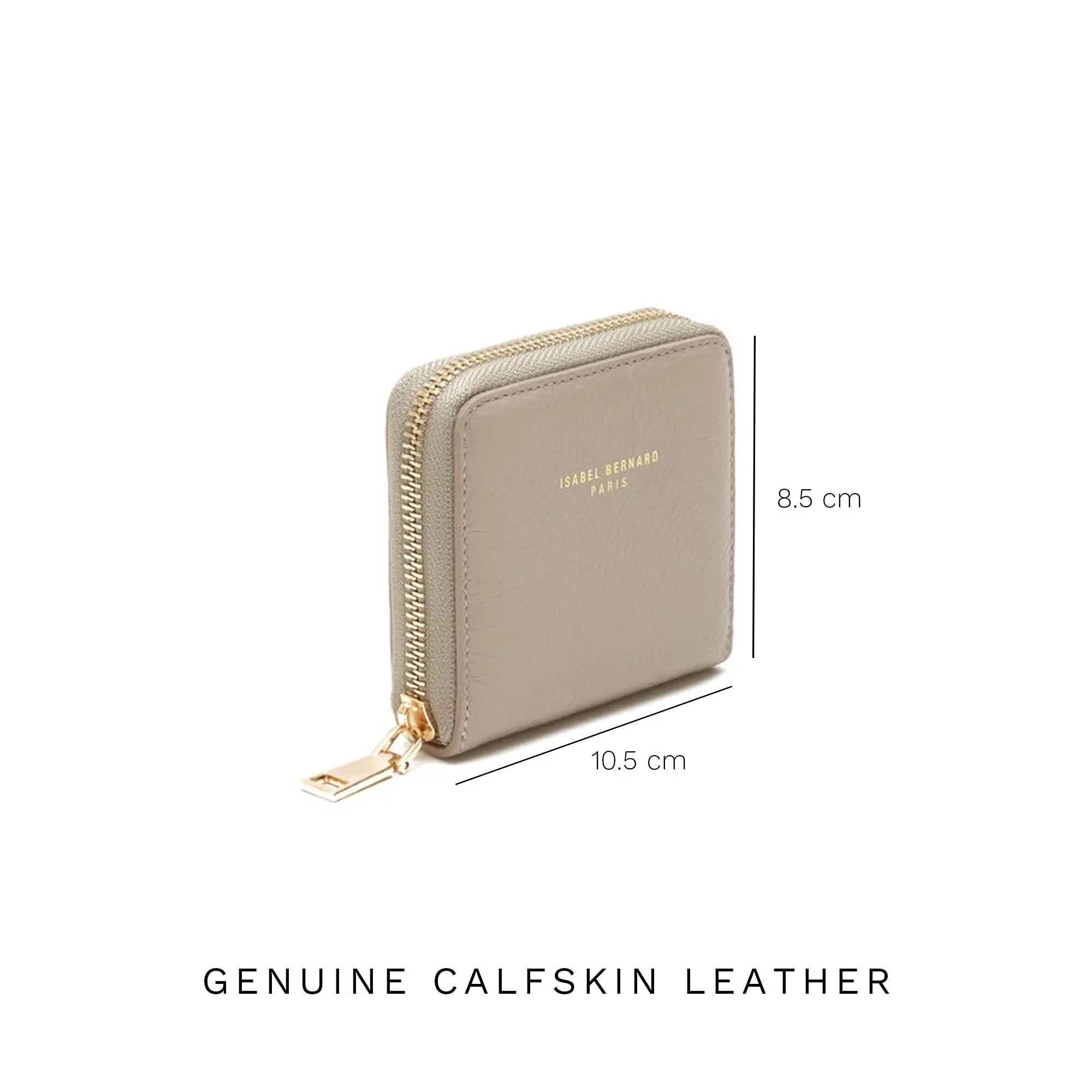Honoré Jules taupe calfskin leather zipper wallet