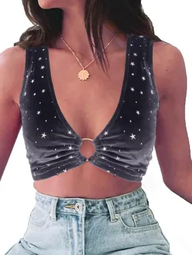 krtwrnt Womens Sparkly Festival Rave Outfits Sexy Concert Crop Top