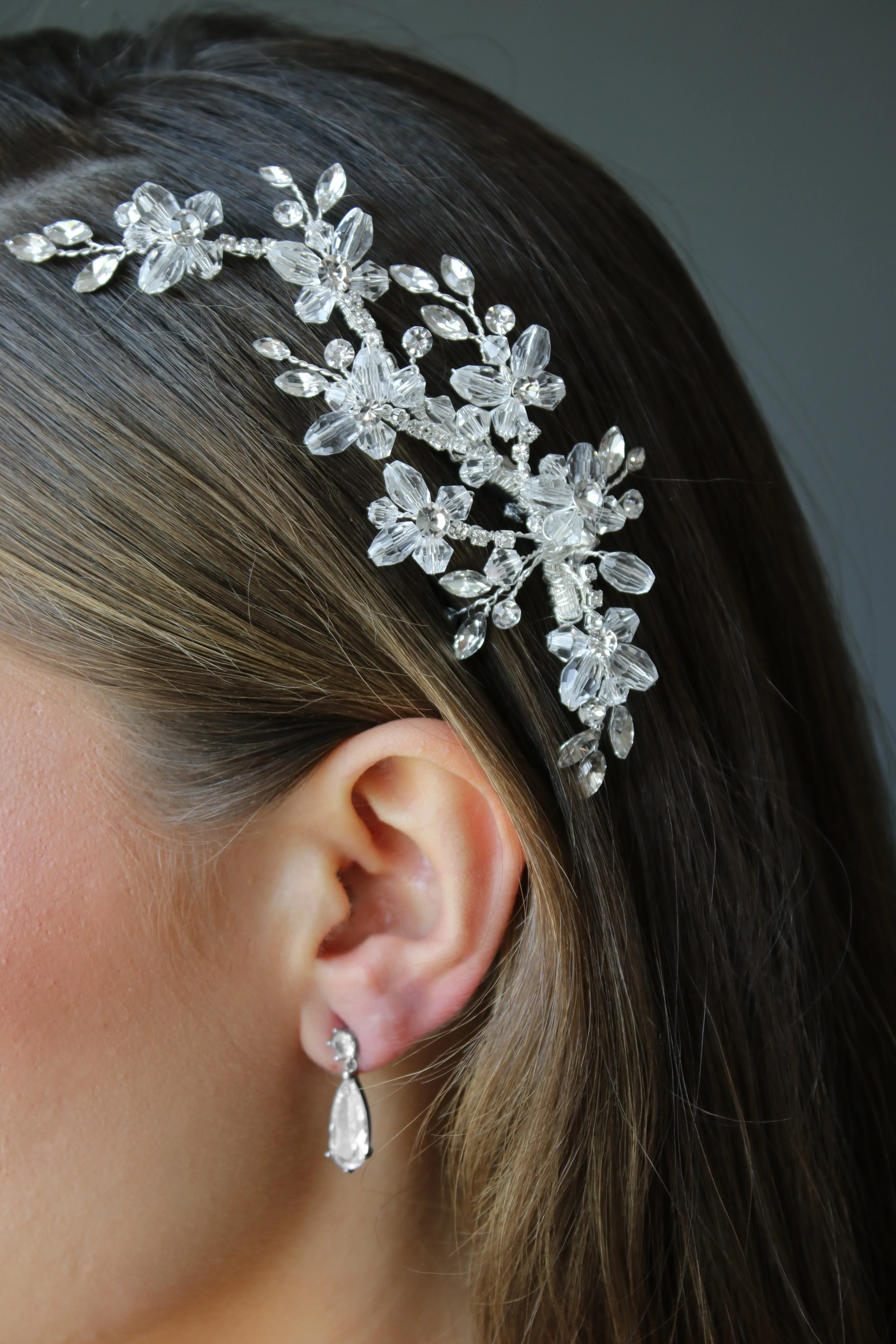 LAVINIA Water Drop Clear Crystal Headpiece