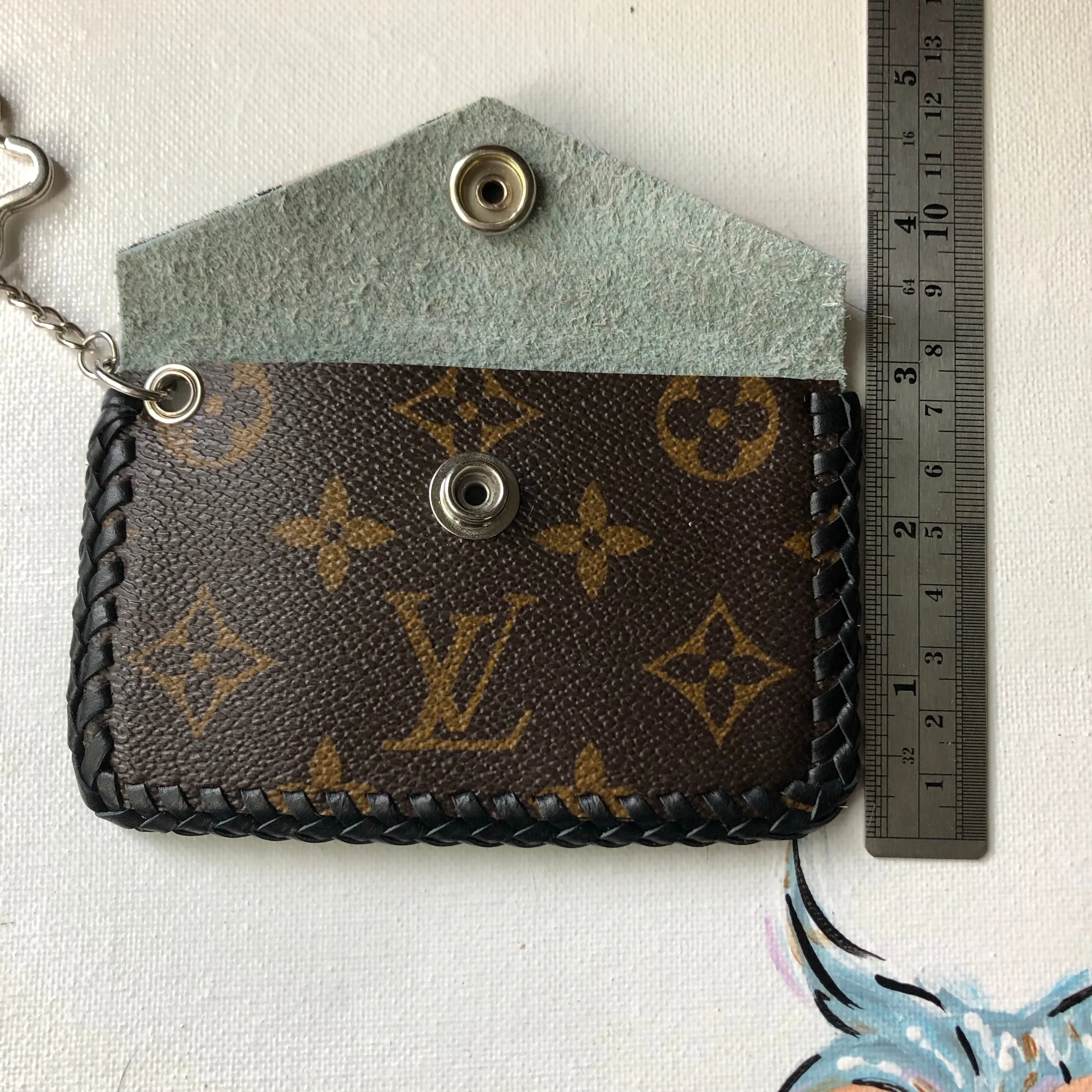 Leopard Print Vintage Card Holder/Key Chain (Monogram Front)