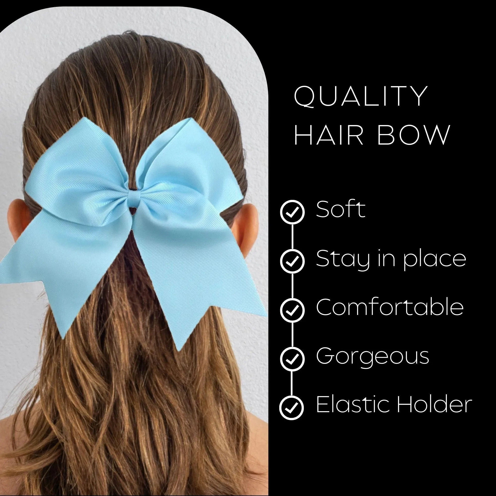 Light Blue Cheer Bows - 10 Pack