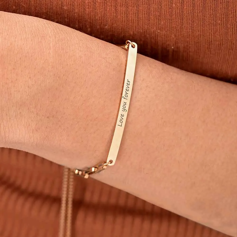 Love You Forever Bar Box Chain Bracelet