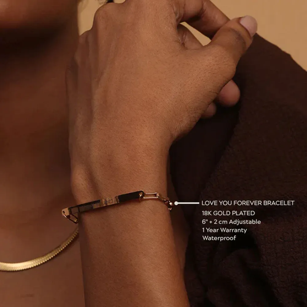Love You Forever Bar Box Chain Bracelet