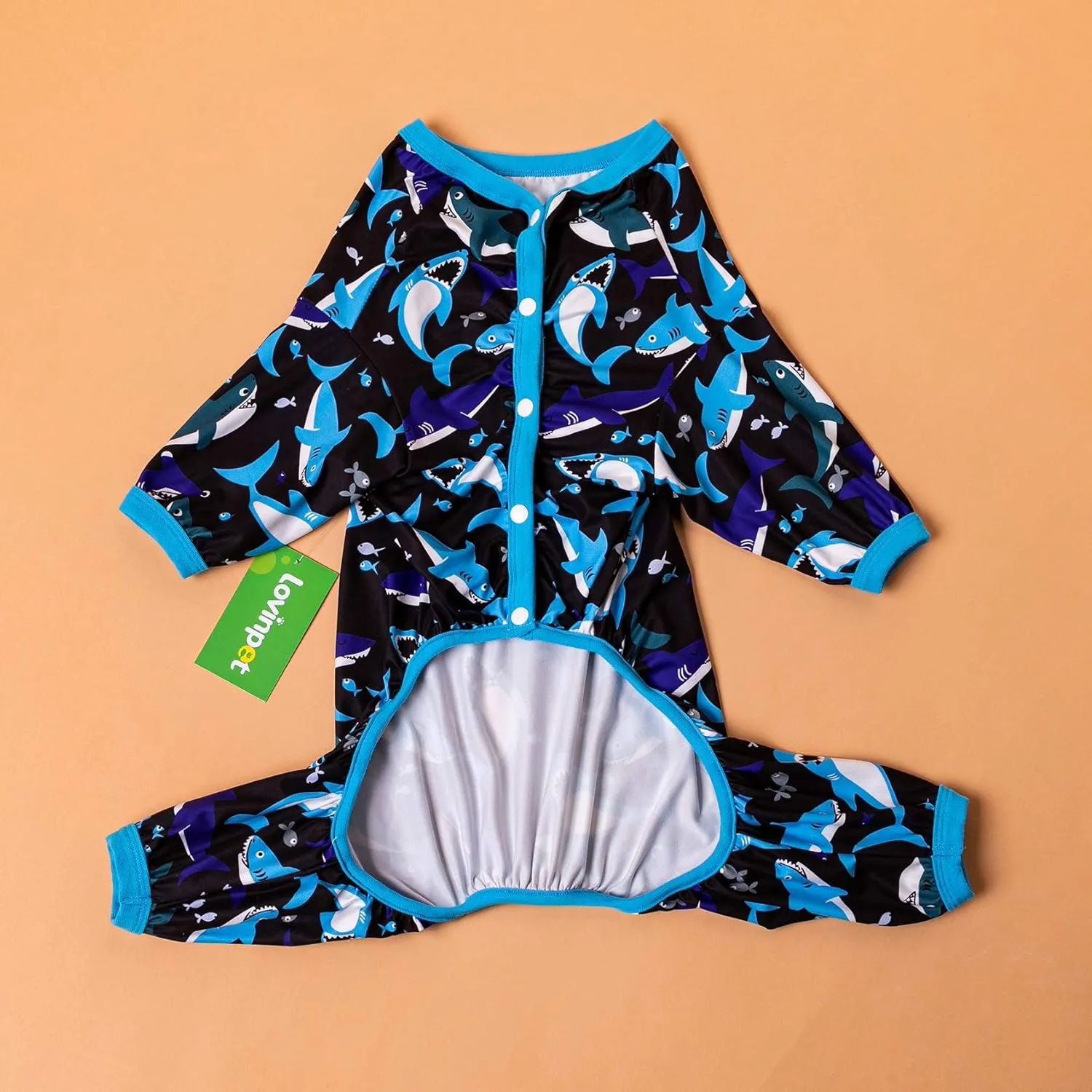 LovinPet Dog Pitbull Clothes for Dogs - Pet Anxiety Relief, Anti-Shedding Dog Pajamas, Lightweight Stretchy Fabric, Whale Hello There White Print, Pitbull Pajamas, Pitbull Clothes All Season /3XL