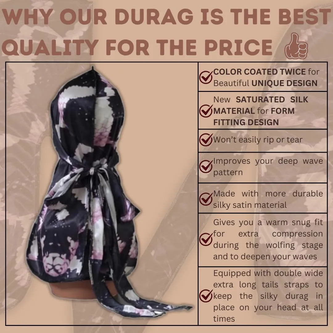 Lucia Premium Silky Anime Durag (Black and White Snake) - One Size Fits All - Unisex Adults - 1 Count (Pack of 1)