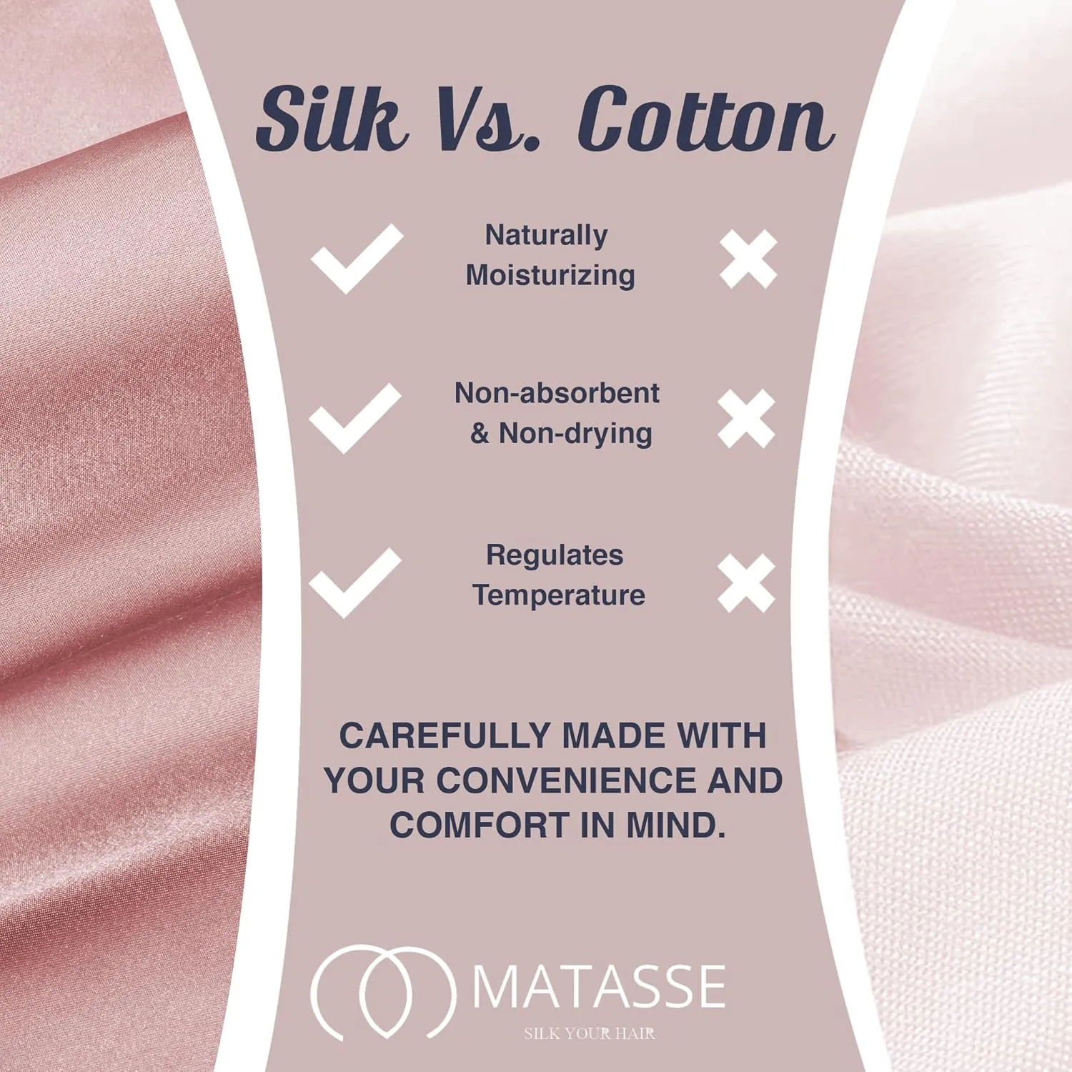 MATASSE Silk Eye Mask for Sleeping with Adjustable Elastic Band - 3D Contoured, Eye Cover Sleep Mask w/Genuine Mulberry Silk Including The Strap for Women, Men (Black-Pink)