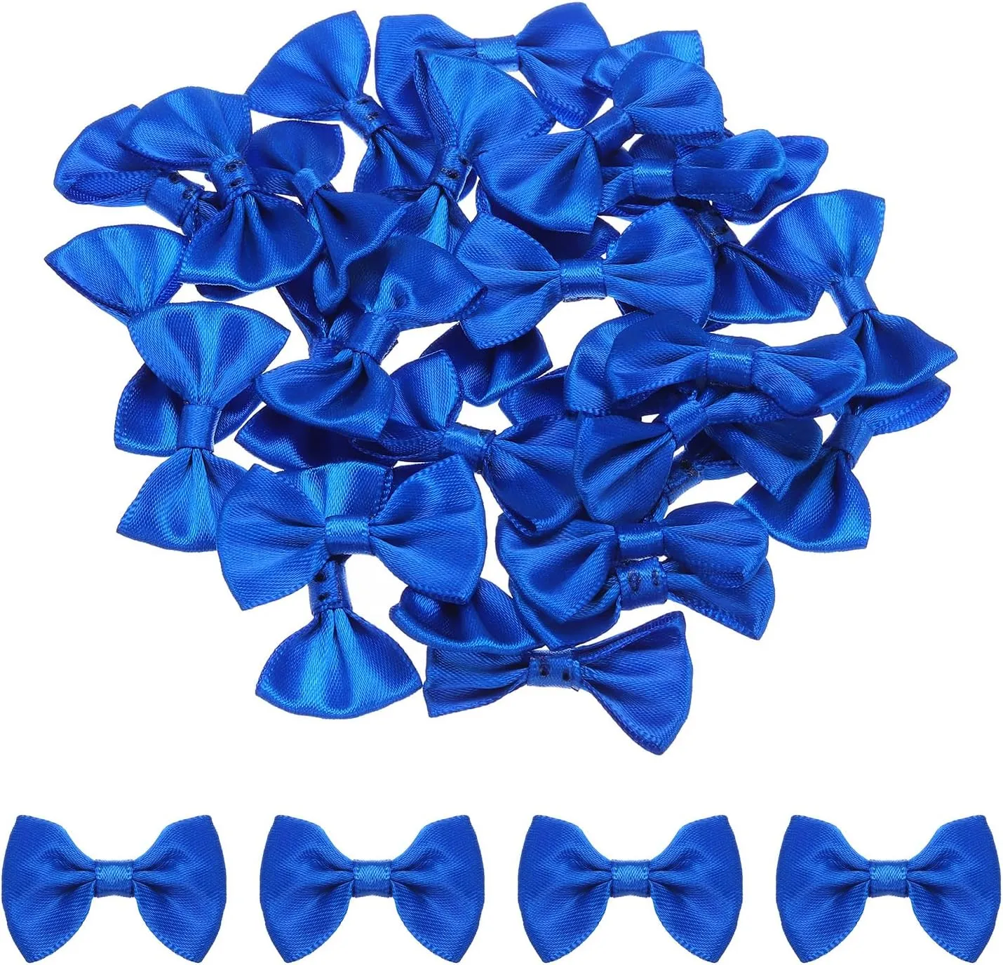 MECCANIXITY 30pcs Navy Blue Bow Ties 1.5"x1" Mini Bowknot for Crafting Little Satin Bows Bulk