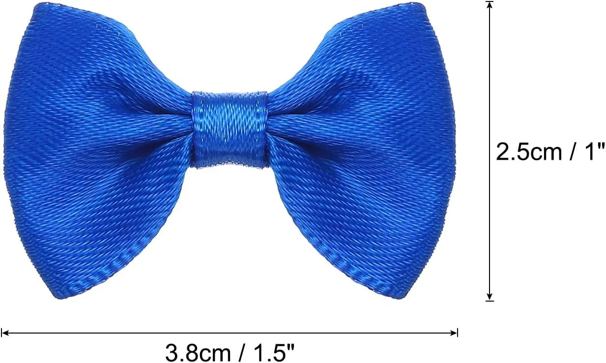 MECCANIXITY 30pcs Navy Blue Bow Ties 1.5"x1" Mini Bowknot for Crafting Little Satin Bows Bulk