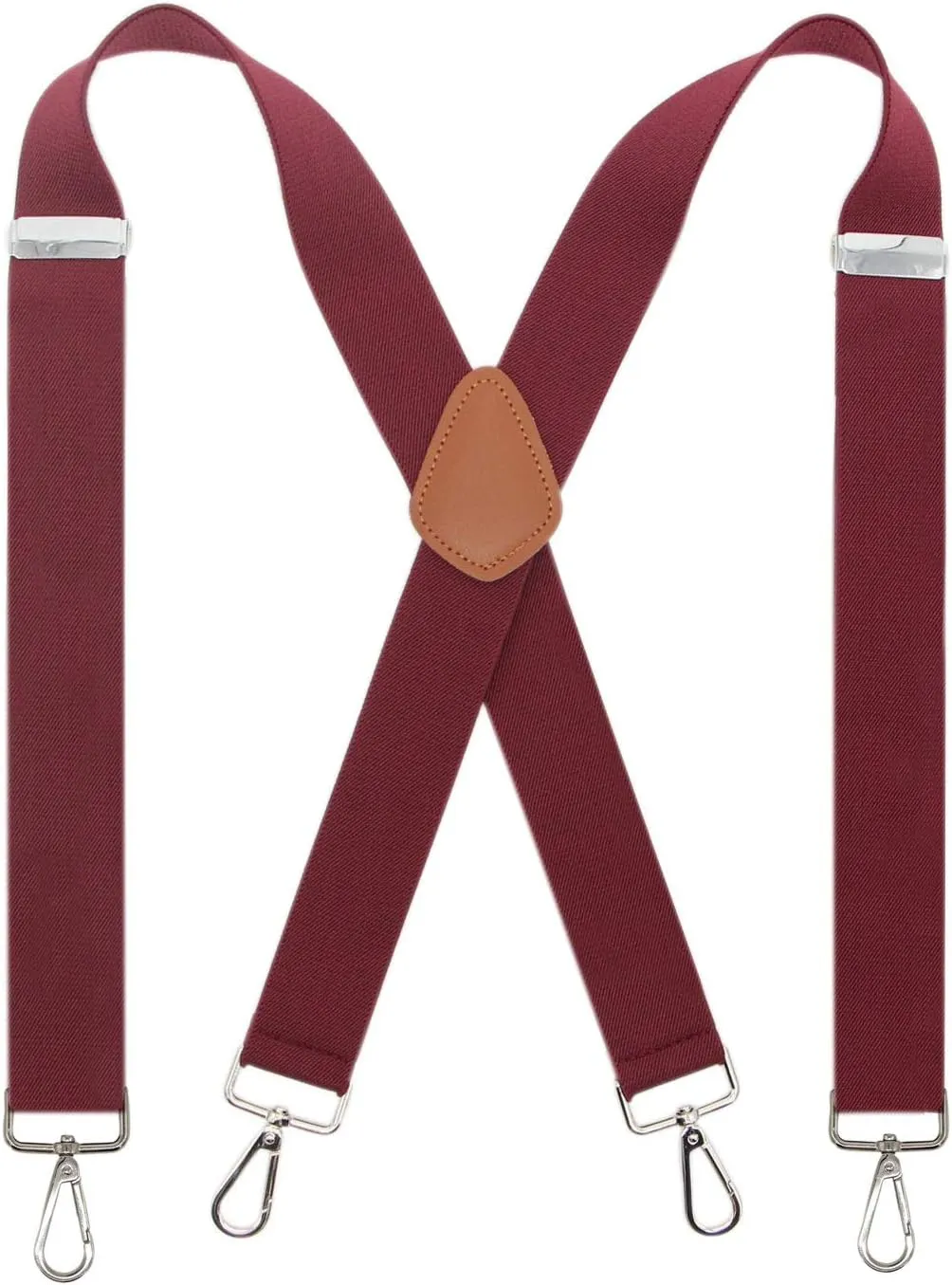 Mens Heavy Duty X- Back 1.4 Inch Suspenders with 4 Snap Hooks