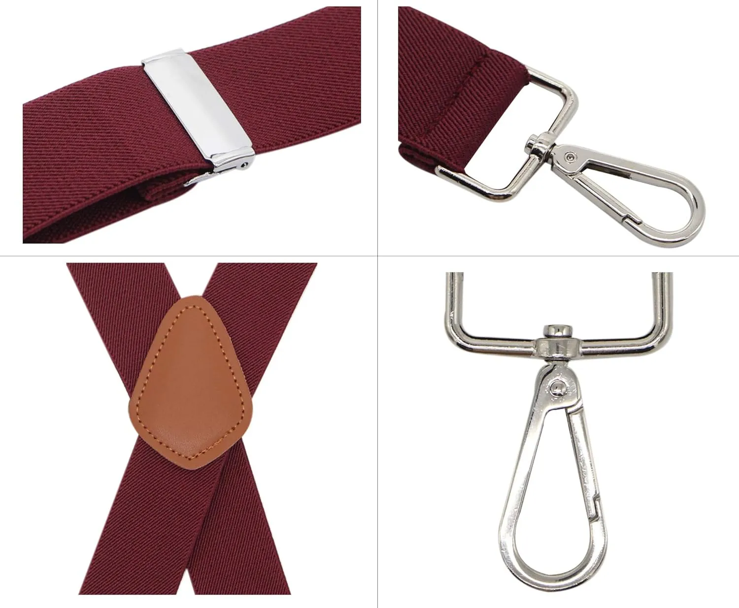 Mens Heavy Duty X- Back 1.4 Inch Suspenders with 4 Snap Hooks