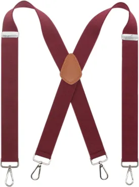 Mens Heavy Duty X- Back 1.4 Inch Suspenders with 4 Snap Hooks