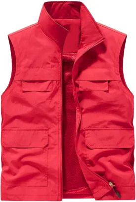 Men's Softshell Vest Quick Dry Outdoor Multi Pockets Fishing Utility Cargo Vests Sleeveless Jacket Travel Hiking Golf