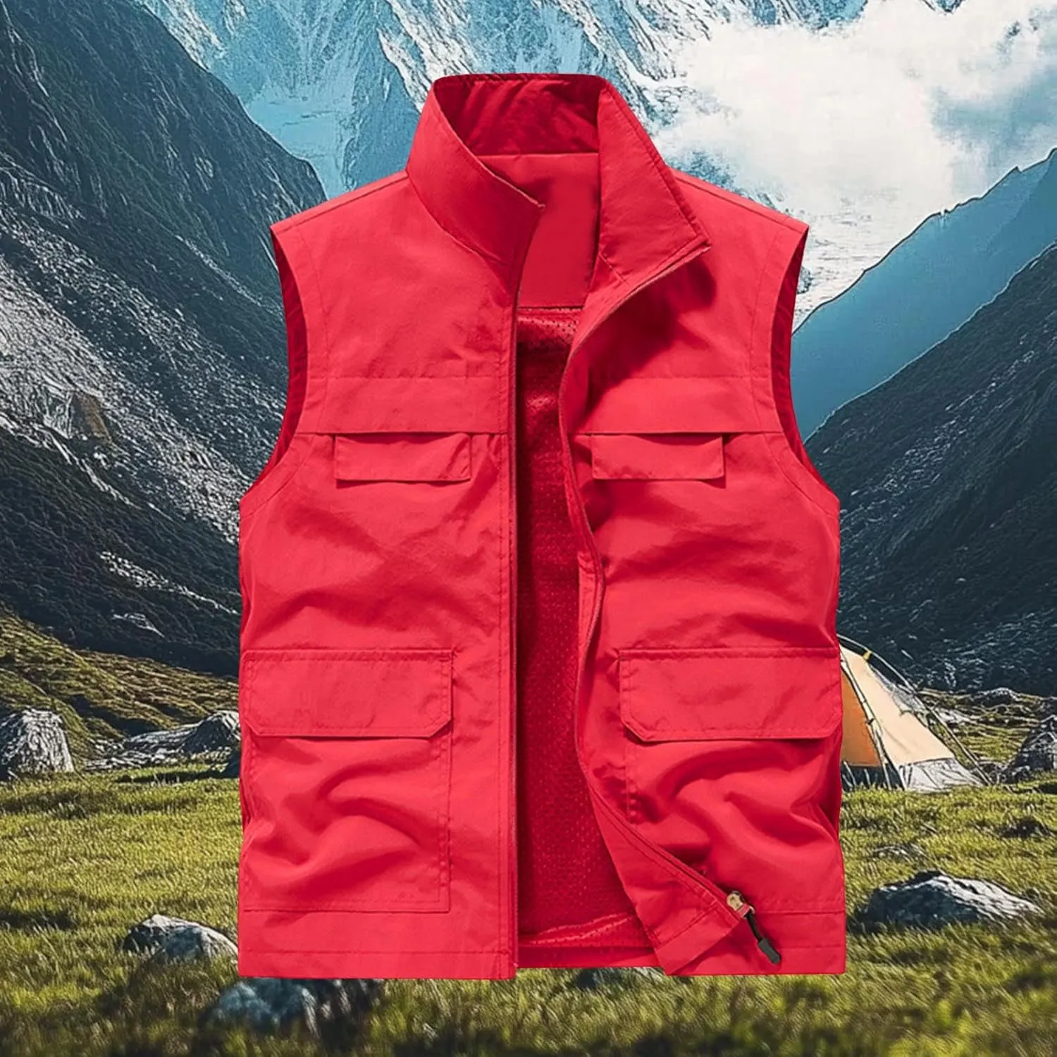 Men's Softshell Vest Quick Dry Outdoor Multi Pockets Fishing Utility Cargo Vests Sleeveless Jacket Travel Hiking Golf