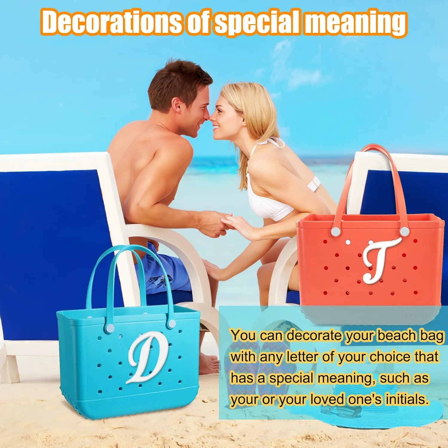 Mity rain Letter Charms for Bogg BagAlphabet Lettering Accessories Charms Compatible with Bogg Bag Original All Models, Insert Decorative Letter for Handbag Beach Tote Bag H