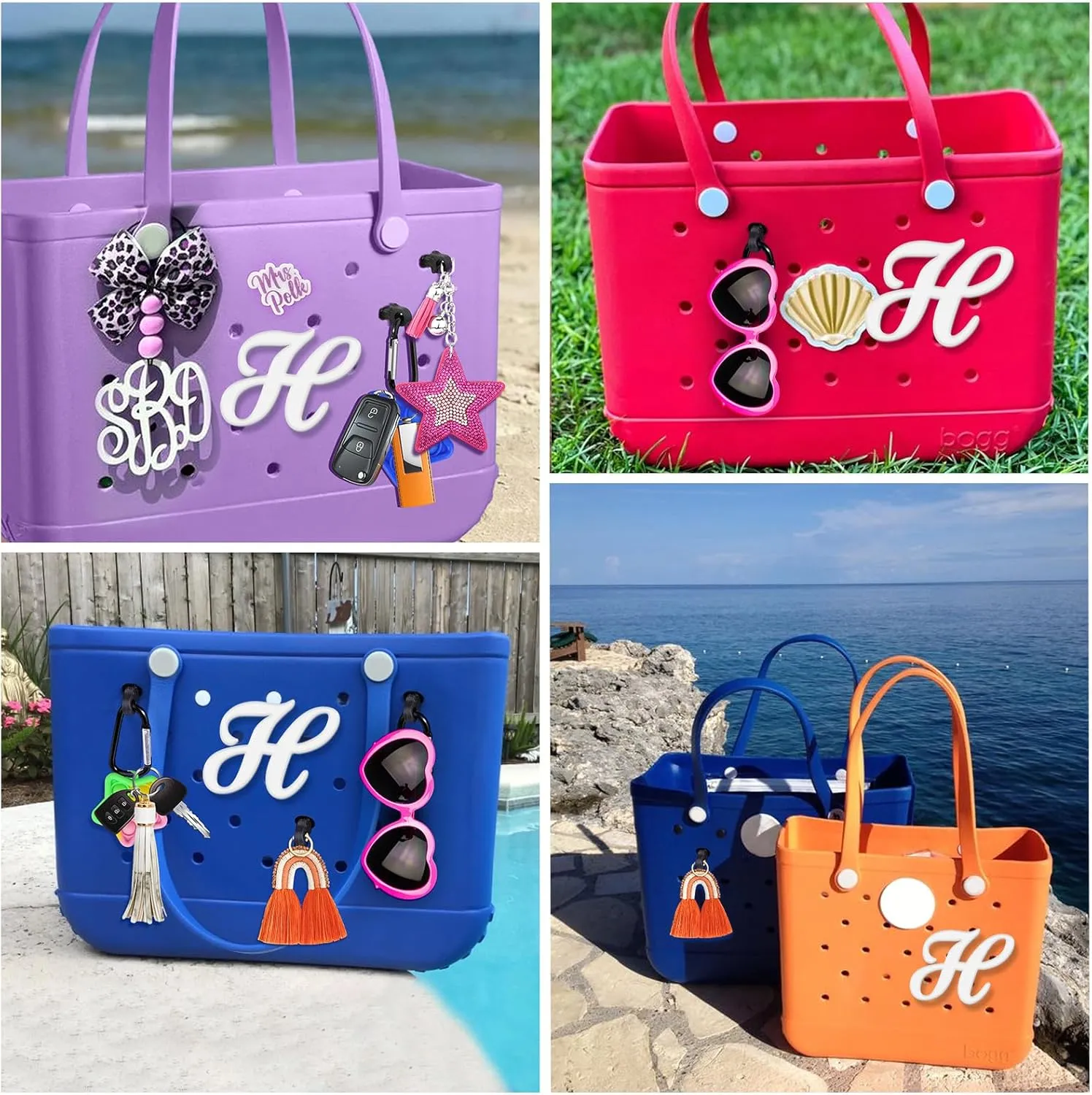 Mity rain Letter Charms for Bogg BagAlphabet Lettering Accessories Charms Compatible with Bogg Bag Original All Models, Insert Decorative Letter for Handbag Beach Tote Bag H