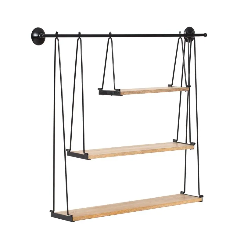 Mome 3 Piece Rectangle Black/Brown Tiered Shelf