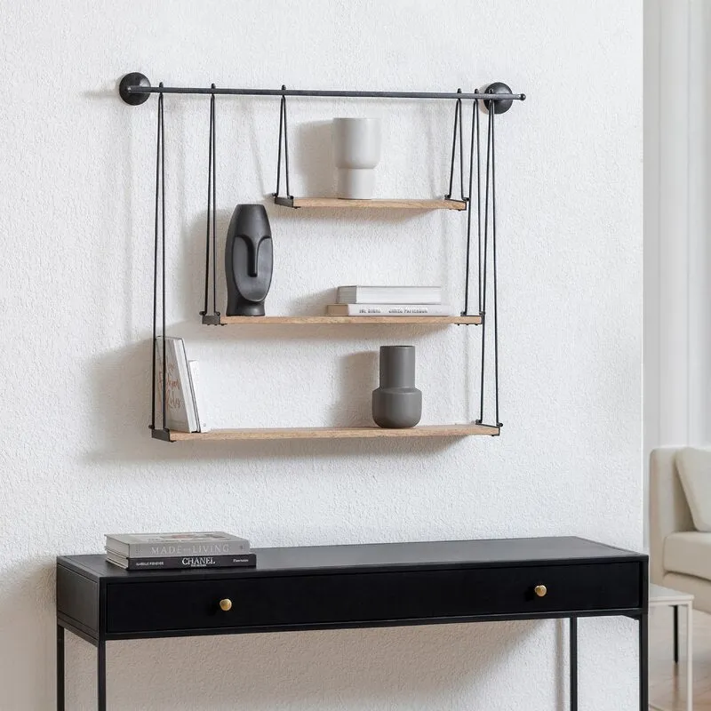Mome 3 Piece Rectangle Black/Brown Tiered Shelf