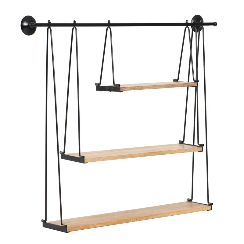Mome 3 Piece Rectangle Black/Brown Tiered Shelf