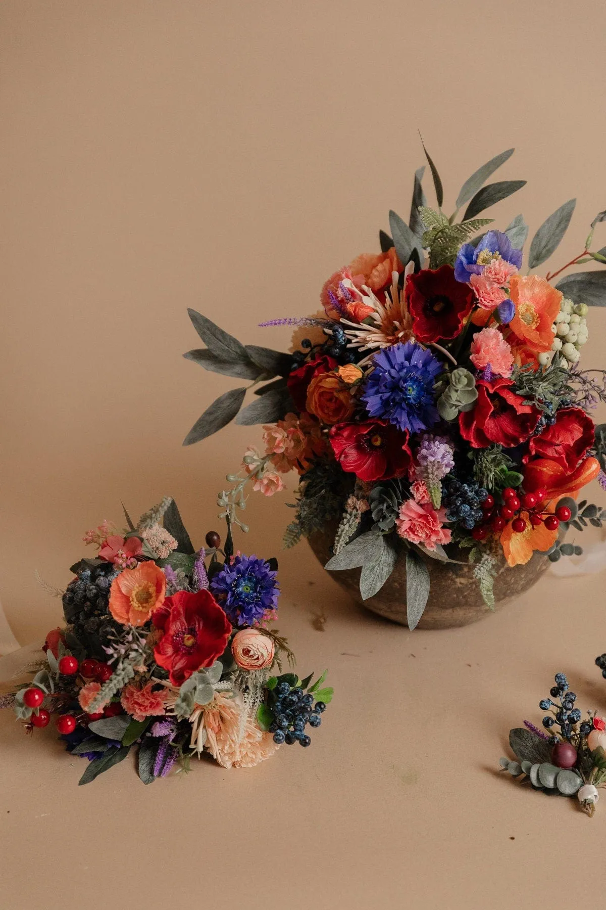 New Zealand Wildflower Artificial Silk Wedding Hair Pin Set /  Hobbiton Inspired Colorful Wedding Hair Pin