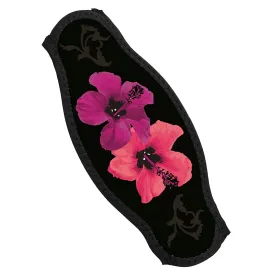 Open Box Innovative Scuba Concepts Black Strap Cover with Pink Hawaiian Flowers for Scuba or Snorkel Mask