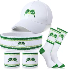 Panitay 4 Pack Funny Dink Ball Lover Gifts Dink Ball Hats Sports Wrist Head Sweatbands and Novelty Socks for Men Women