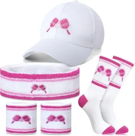 Panitay 4 Pack Funny Dink Ball Lover Gifts Dink Ball Hats Sports Wrist Head Sweatbands and Novelty Socks for Men Women