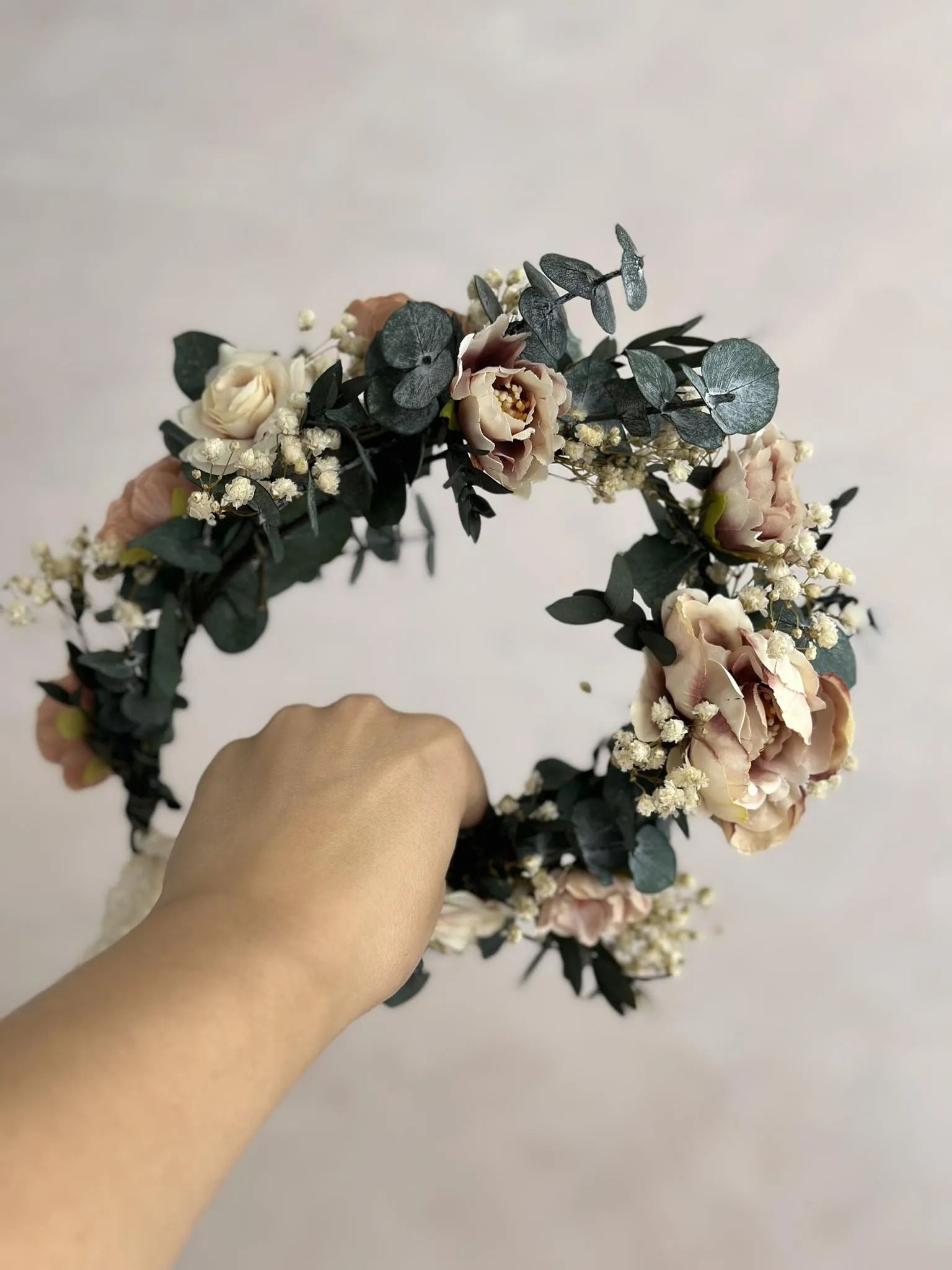 Pastel wedding hair wreath Romantic bridal flower crown Magaela accessories Hair accessories Wedding Blumen haarkranz Pink Rosa wreath