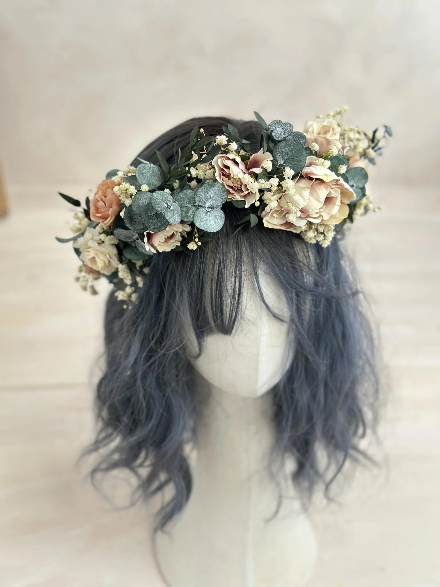 Pastel wedding hair wreath Romantic bridal flower crown Magaela accessories Hair accessories Wedding Blumen haarkranz Pink Rosa wreath