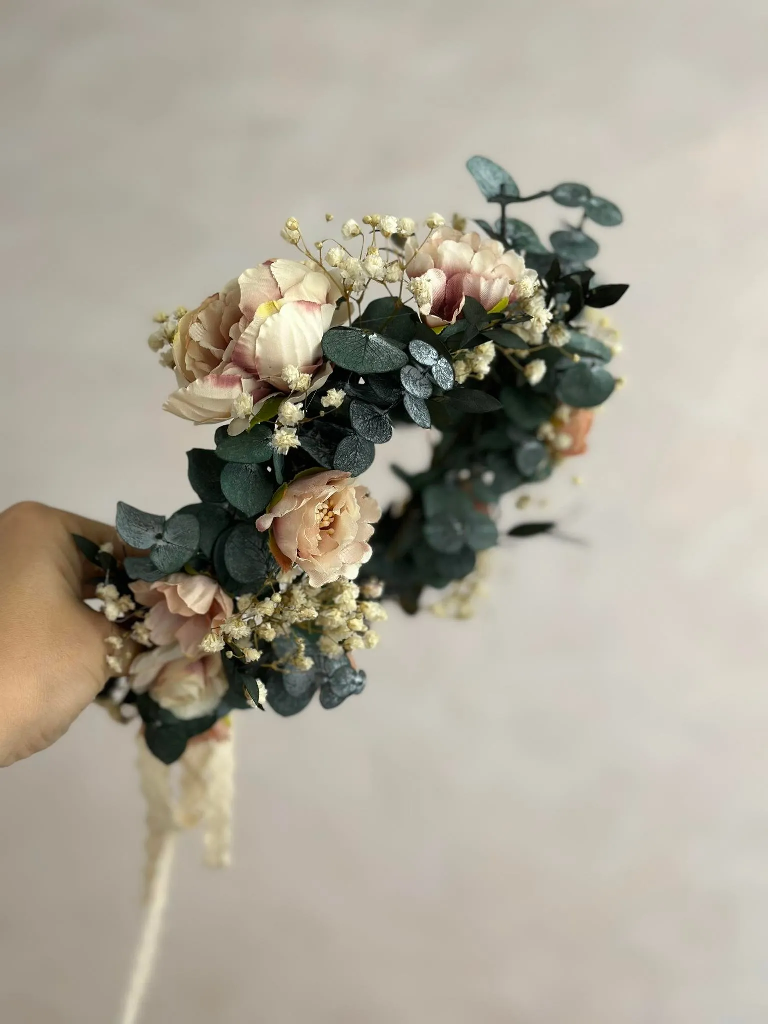 Pastel wedding hair wreath Romantic bridal flower crown Magaela accessories Hair accessories Wedding Blumen haarkranz Pink Rosa wreath