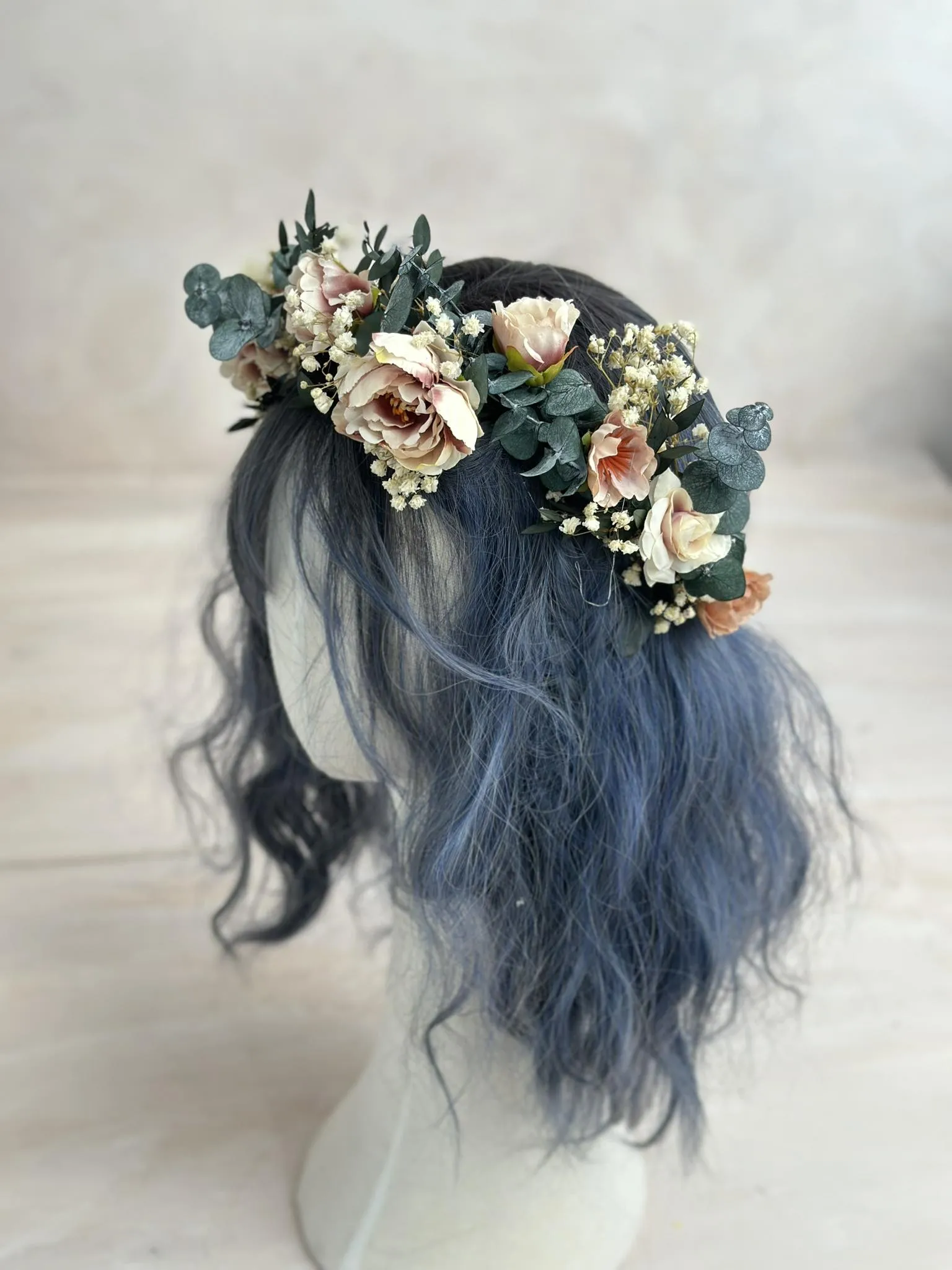 Pastel wedding hair wreath Romantic bridal flower crown Magaela accessories Hair accessories Wedding Blumen haarkranz Pink Rosa wreath