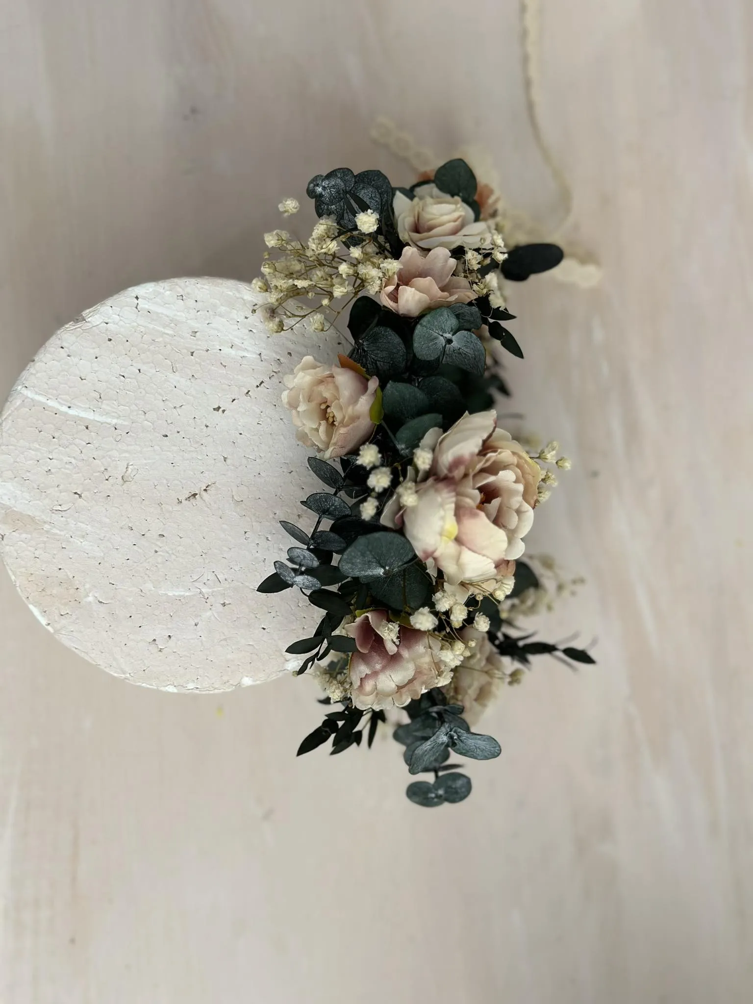 Pastel wedding hair wreath Romantic bridal flower crown Magaela accessories Hair accessories Wedding Blumen haarkranz Pink Rosa wreath