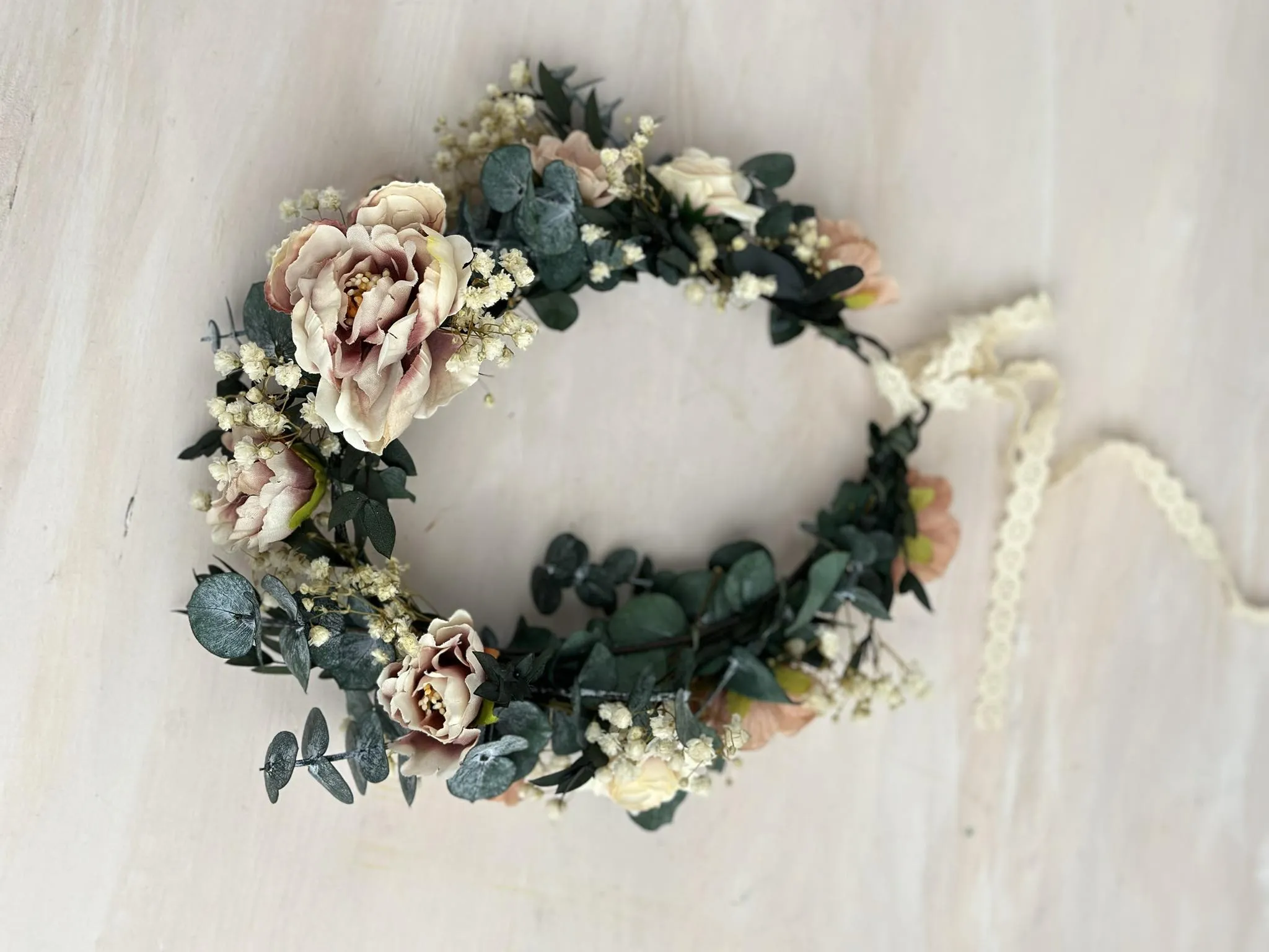 Pastel wedding hair wreath Romantic bridal flower crown Magaela accessories Hair accessories Wedding Blumen haarkranz Pink Rosa wreath