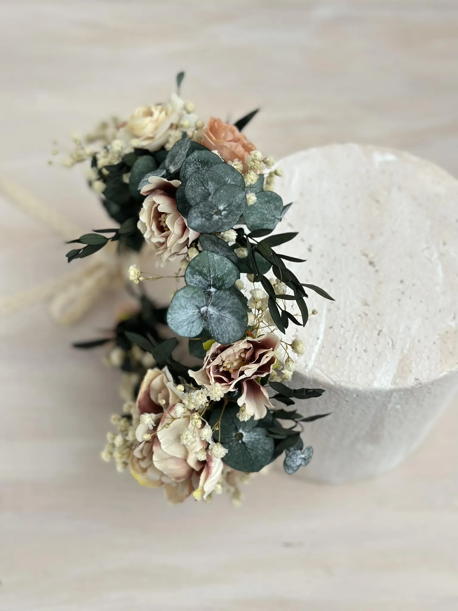 Pastel wedding hair wreath Romantic bridal flower crown Magaela accessories Hair accessories Wedding Blumen haarkranz Pink Rosa wreath