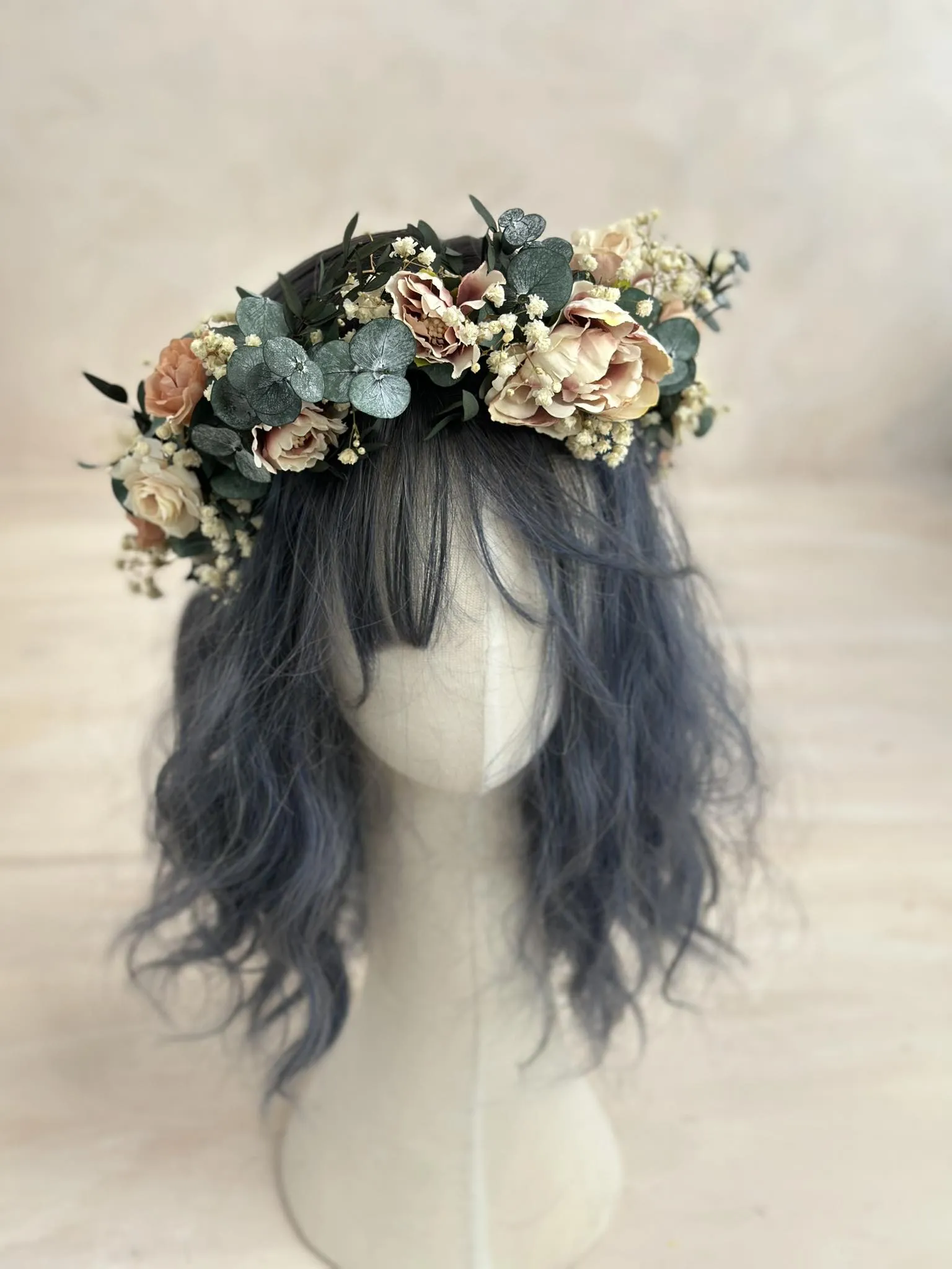 Pastel wedding hair wreath Romantic bridal flower crown Magaela accessories Hair accessories Wedding Blumen haarkranz Pink Rosa wreath