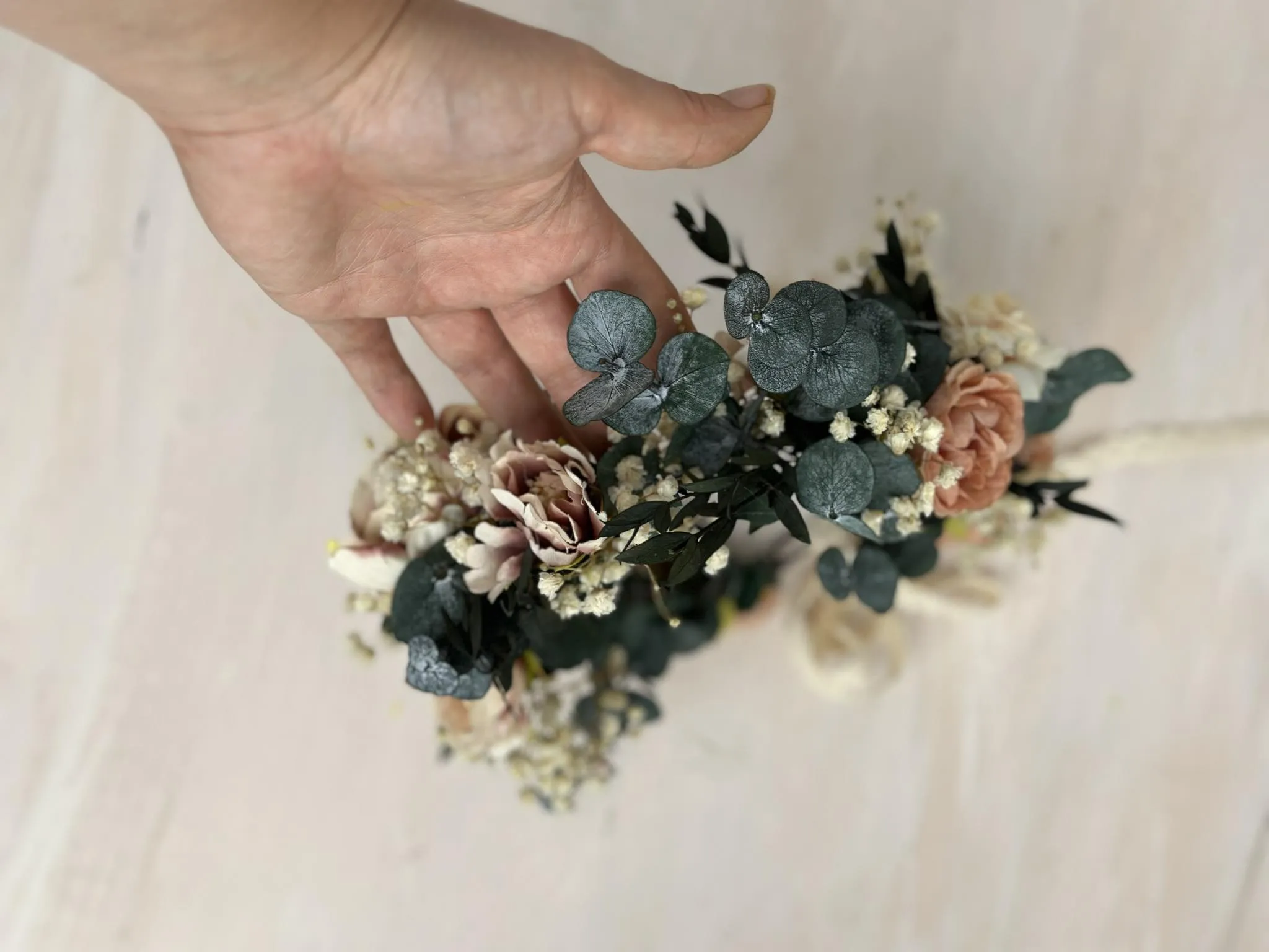 Pastel wedding hair wreath Romantic bridal flower crown Magaela accessories Hair accessories Wedding Blumen haarkranz Pink Rosa wreath