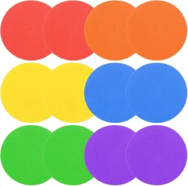 PATIKIL 4 Inch Poly Spot Markers, 12Pcs Non Slip Rubber Floor Dots with Storage Bag Flat Agility Cones for Sports Training Basketball Football