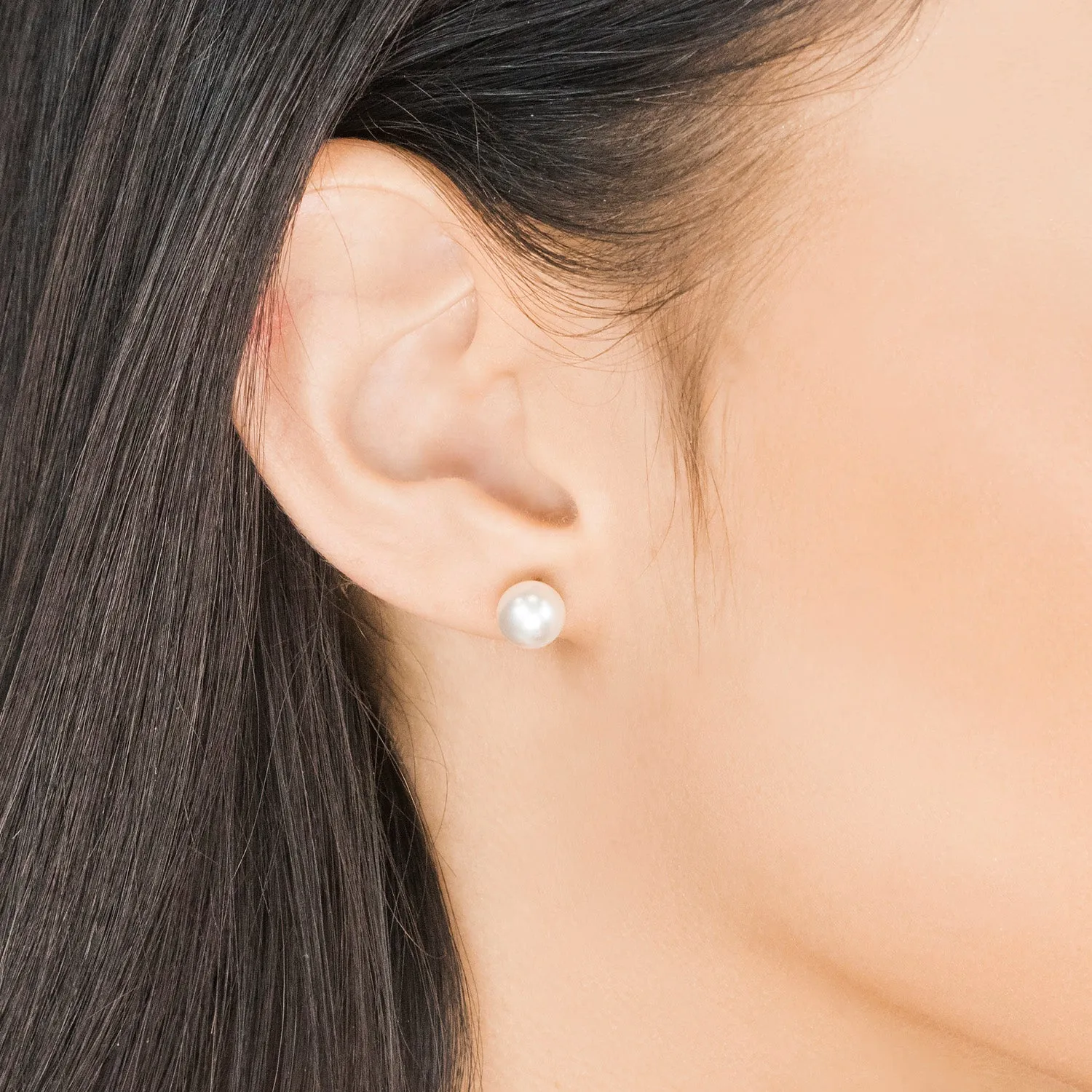 Pearl Stud Earrings 7mm Gold Plated