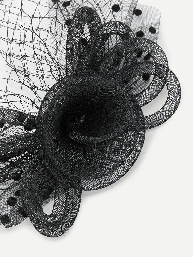 Polka Dot & Net Detail Hair Fascinator