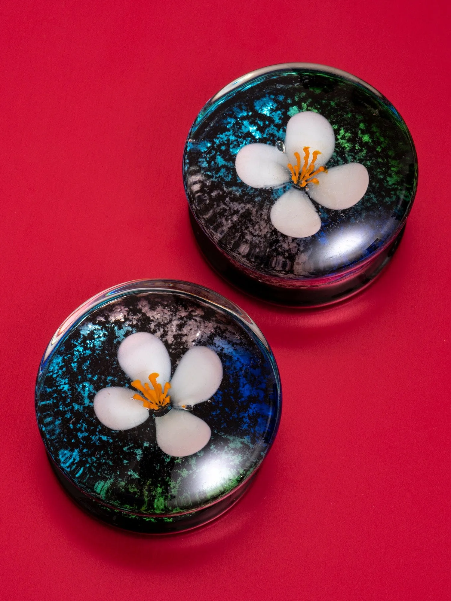 Primrose Cracked Foil Glass Plugs